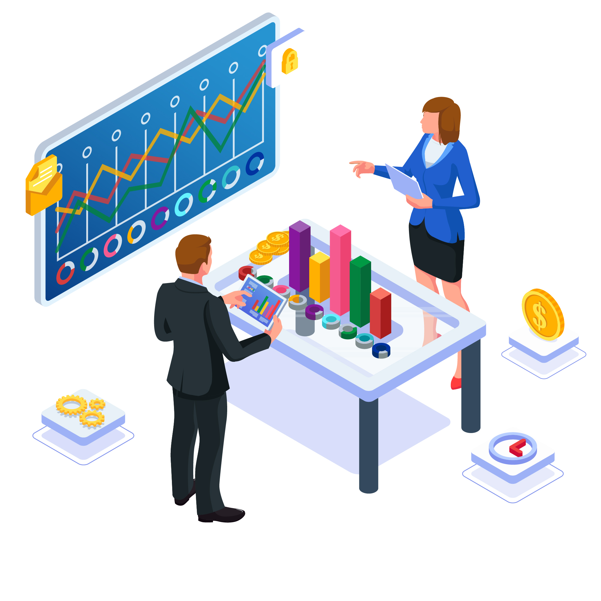Forex trader analyzing copy trading platform on multiple screens