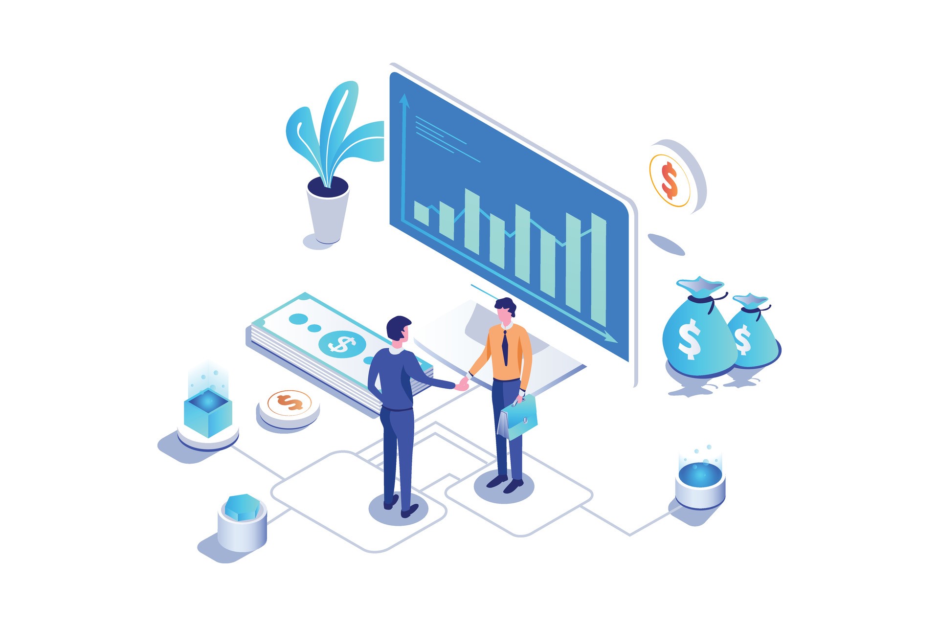 Private wealth managers reviewing copy trading strategy performance data in institutional setting