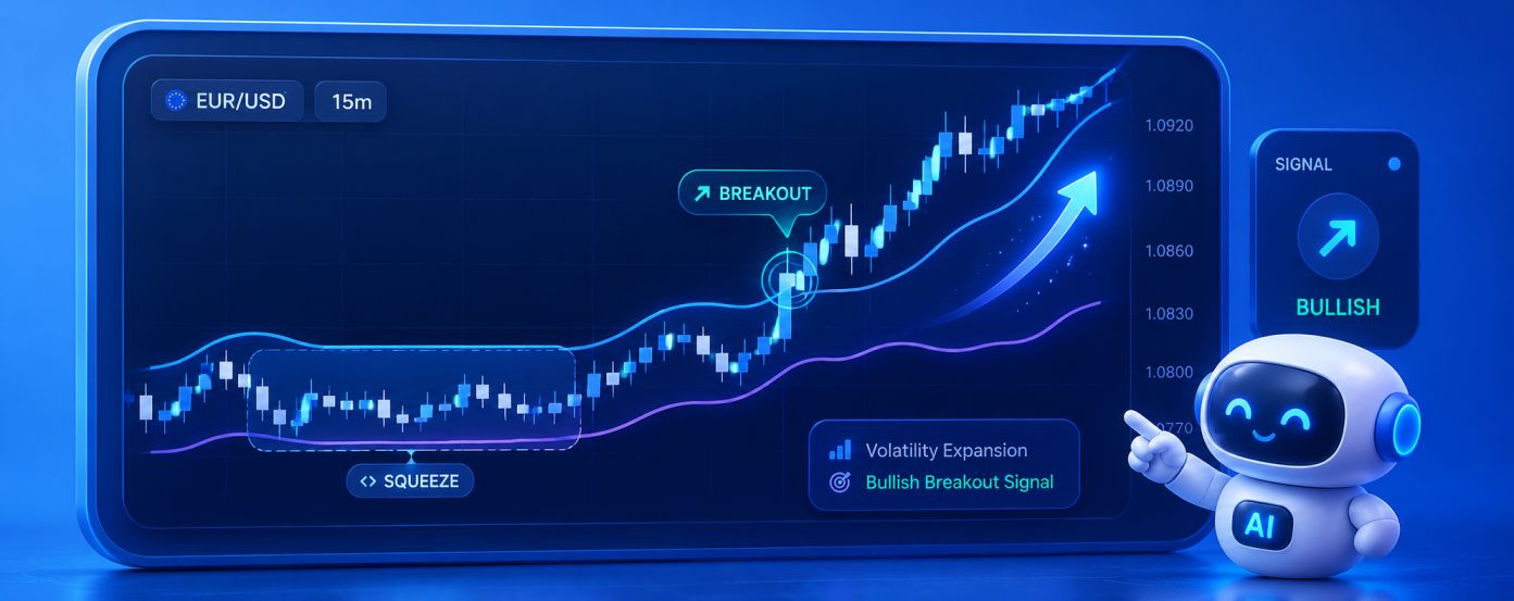 Bollinger Bands breakout signal example showing explosive price movement