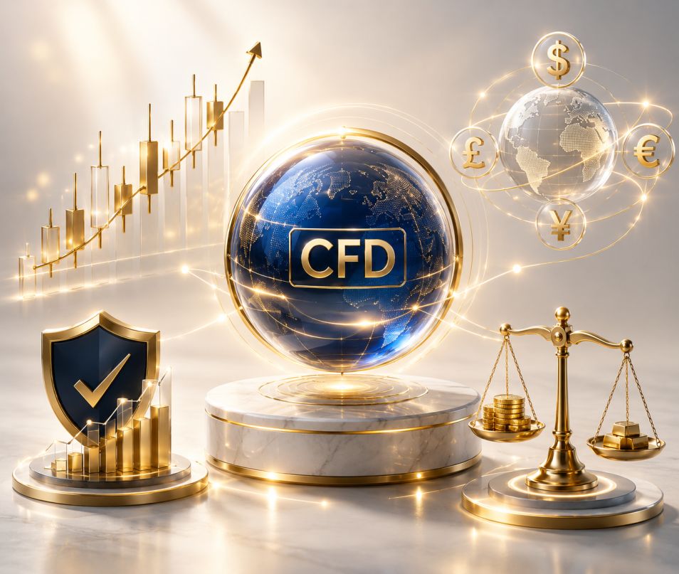 CFD global markets concept illustration showing worldwide trading connections