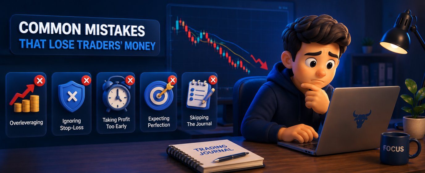 Common mistakes that lose traders money — forex trading journal and performance tracking notebook beside trading screen