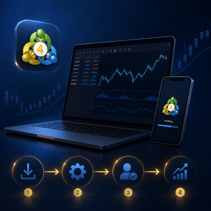Step-by-step MT4 platform download and installation setup screen