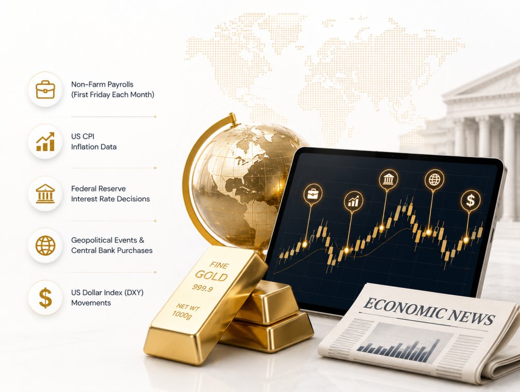 Economic news impact on XAUUSD gold price — CPI NFP Fed decisions