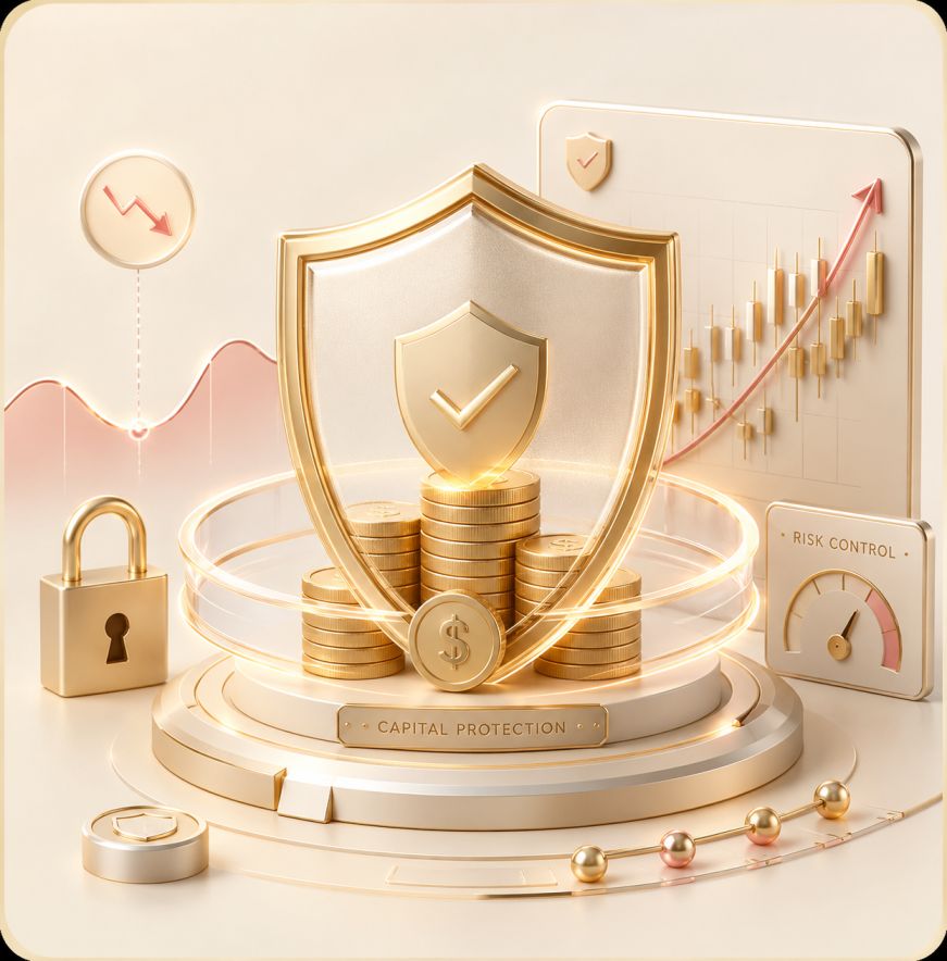 Forex capital preservation strategy — visual representation of protecting trading equity over time