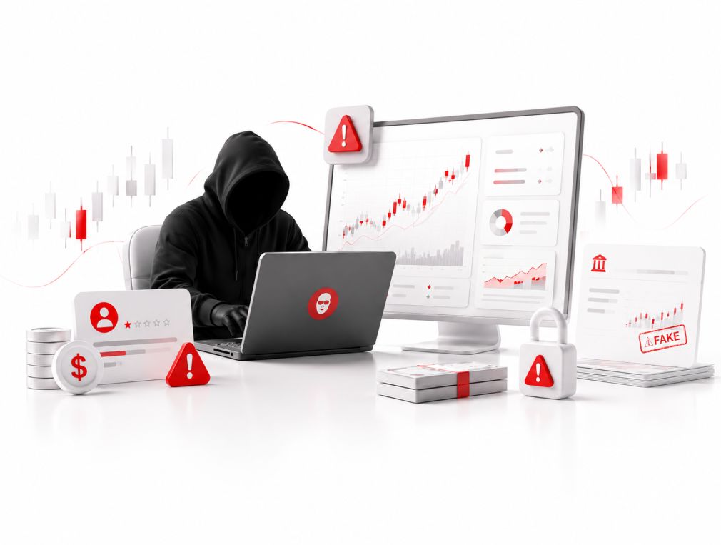 Forex scammer targeting inexperienced investors — illustration