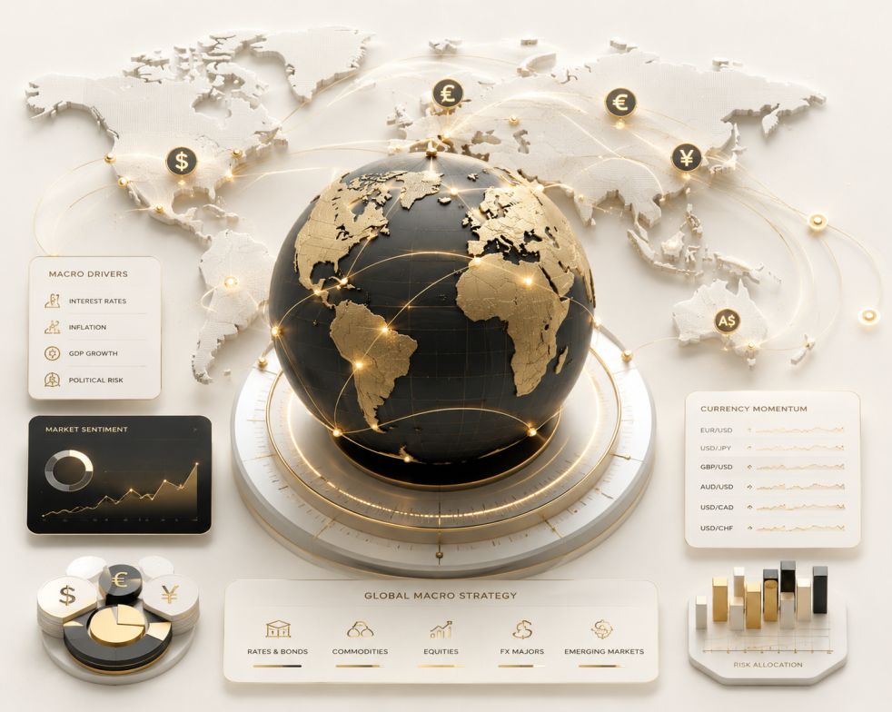 Global macro hedge fund world map currency trading