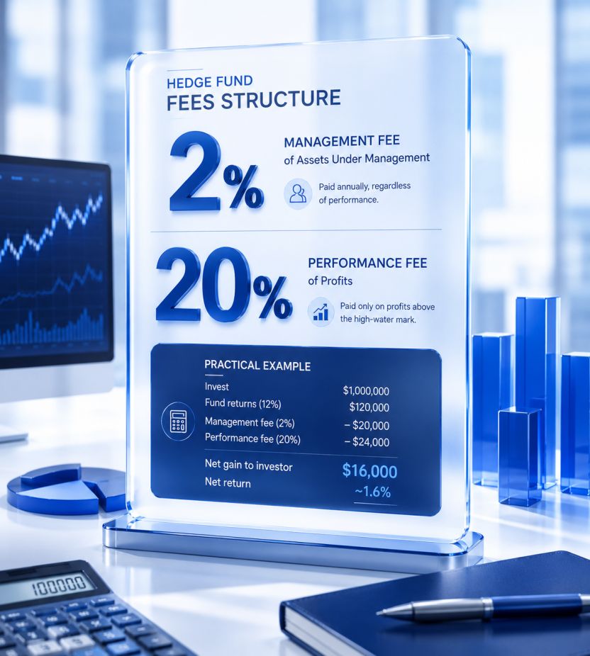 Hedge fund 2 and 20 fee structure explained with management and performance fees