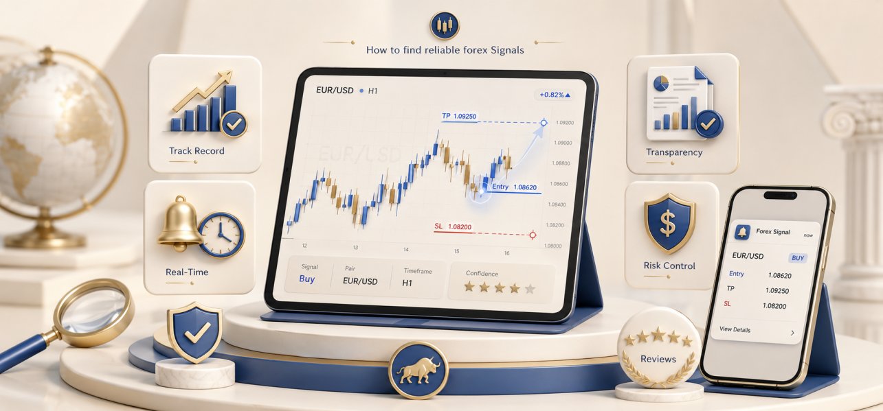 Trader checking several forex signal providers on a laptop and phone before choosing one to trust