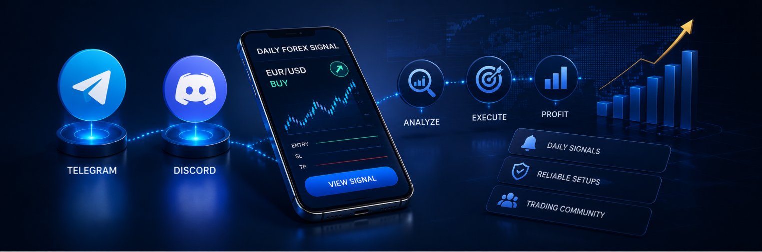 Daily forex signals displayed on Telegram and Discord server dashboard for fxTsignals.com traders