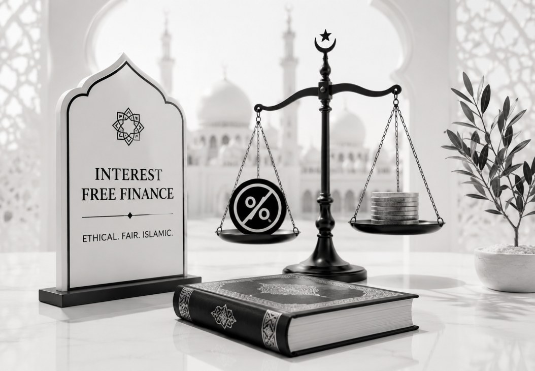 Islamic banking and interest-free finance concept illustration