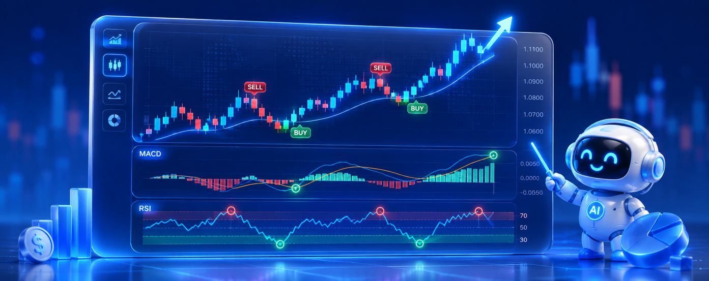 MACD and RSI indicator signals displayed on a forex trading chart