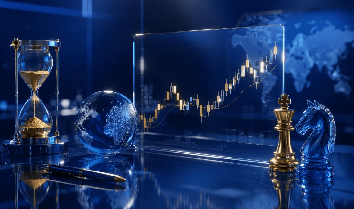 Forex trading platform showing market analysis chart with leverage indicators and order type selection panel