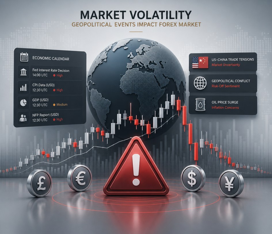 Market volatility and geopolitical events impact on forex trading
