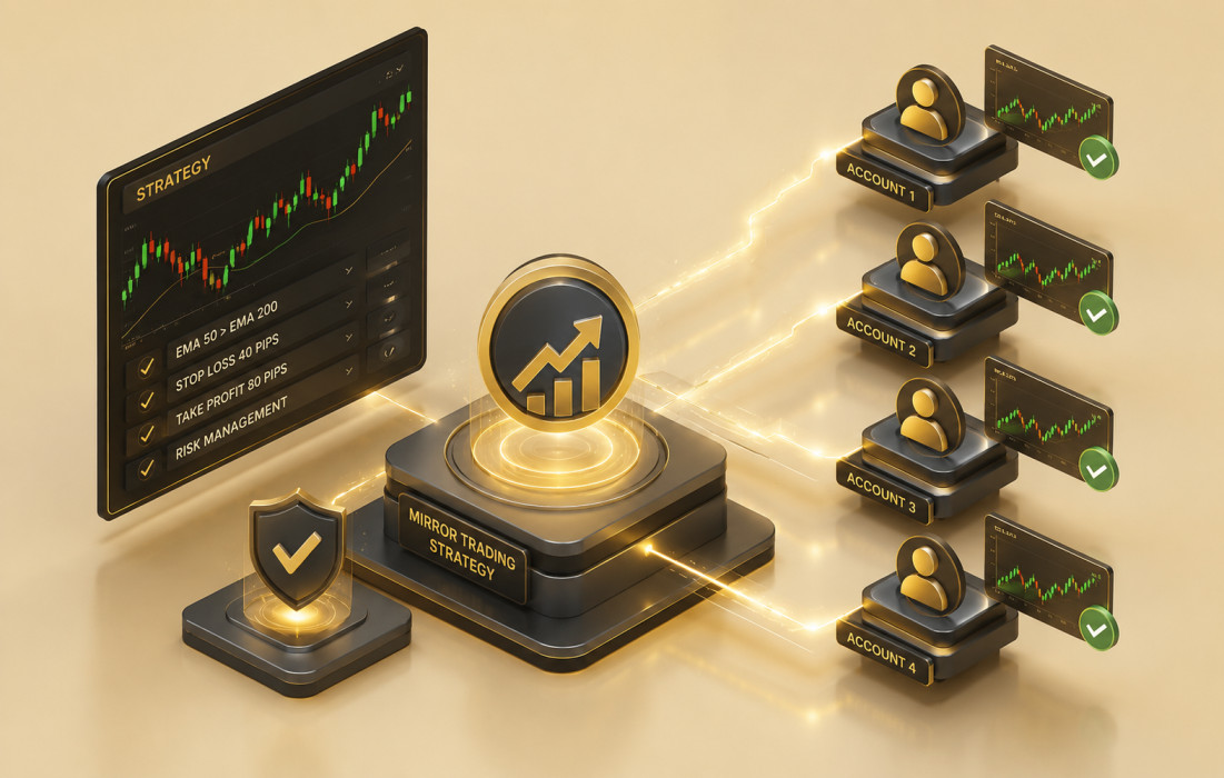 Mirror trading algorithmic strategy dashboard showing rule-based automated execution