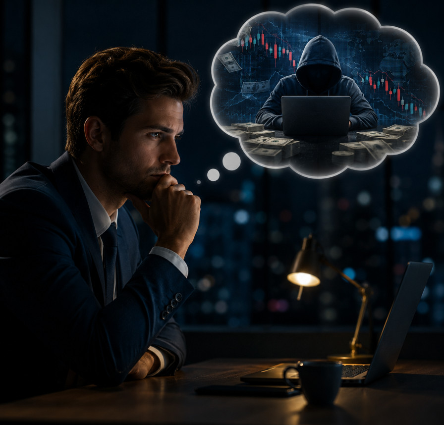 Trader analyzing suspicious forex broker activity on screen