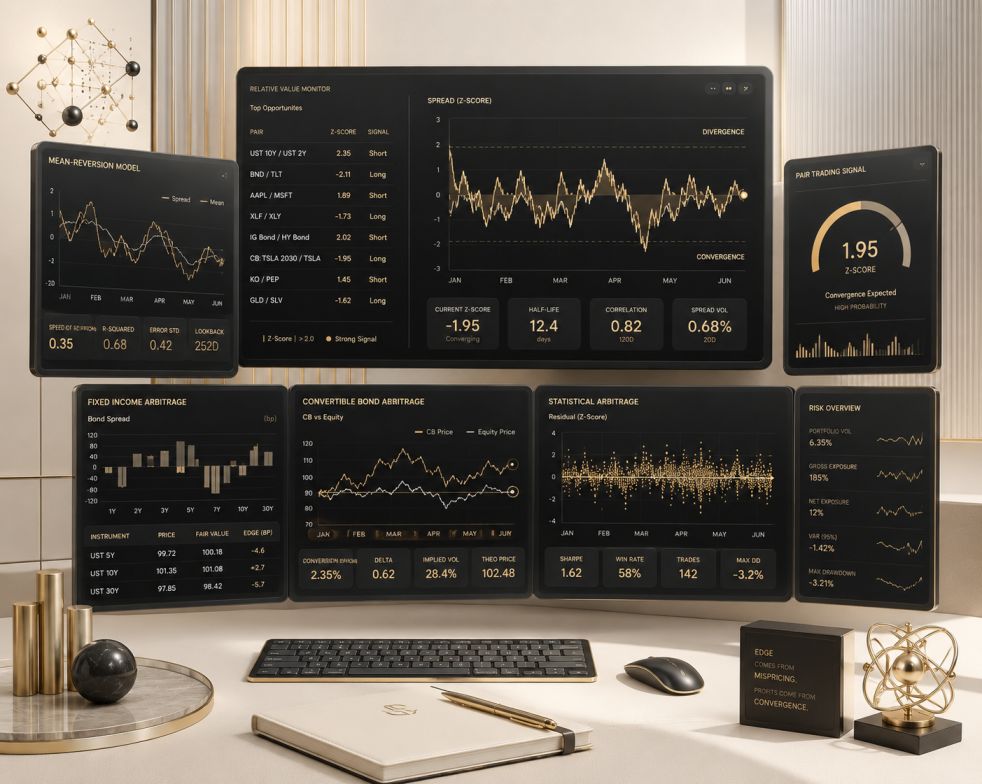 Quantitative relative value hedge fund algorithmic trading screens