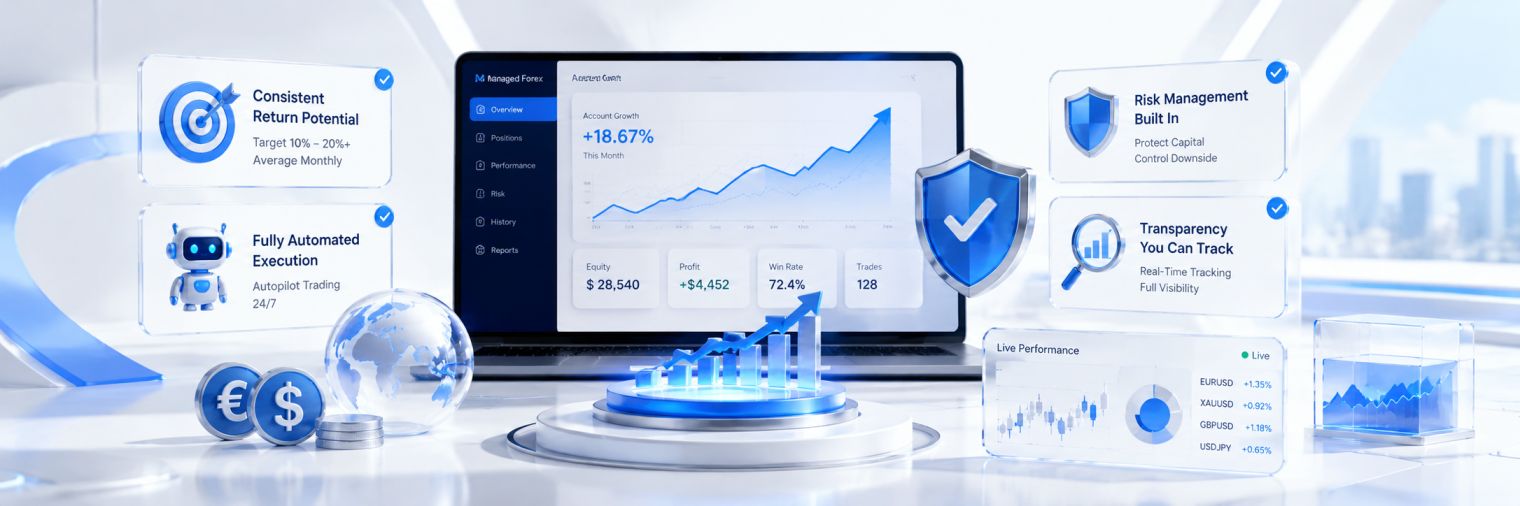 Why investors choose managed forex — trader reviewing profitable returns on laptop