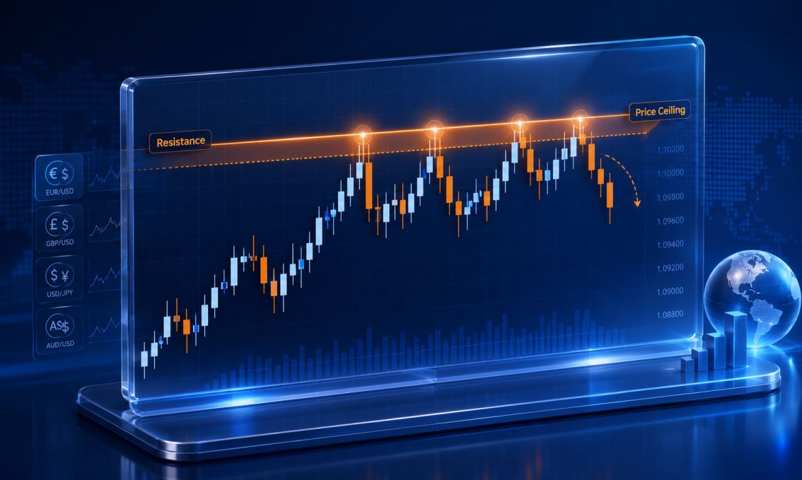 Resistance level acting as price ceiling in forex trading — fxTsignals.com