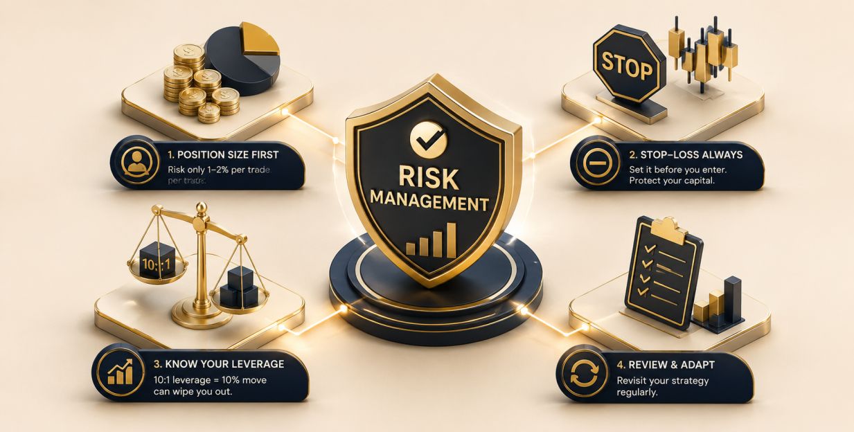 CFD risk management strategies chart showing position sizing and stop loss levels