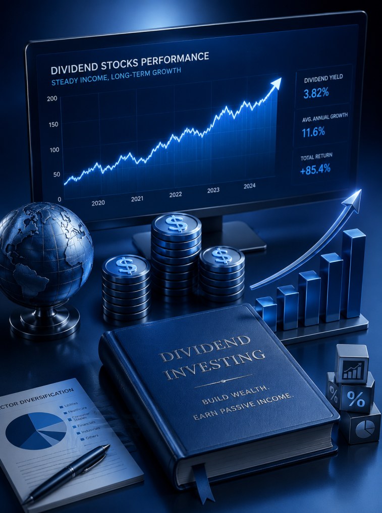 Stock market charts showing dividend stocks performance