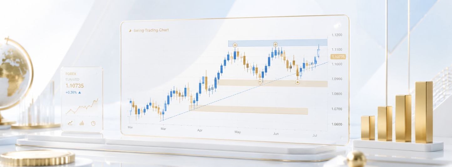 Detailed forex swing trading chart showing price action patterns and technical indicators