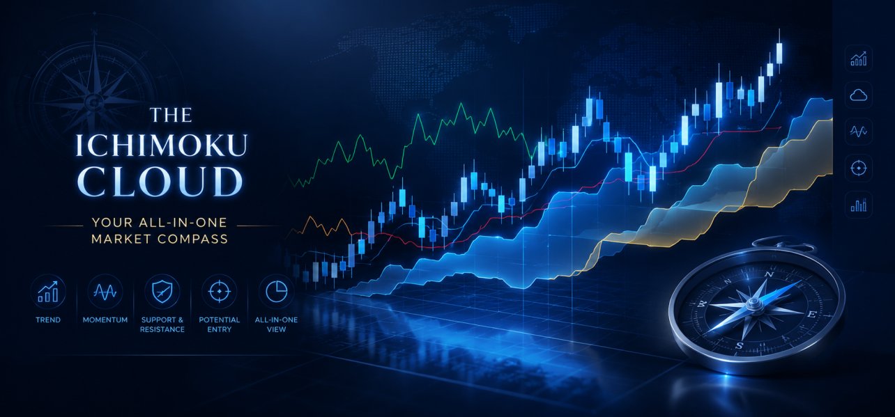 Ichimoku Cloud Forex Chart Analysis showing Kumo cloud, Tenkan-Sen and Kijun-Sen lines