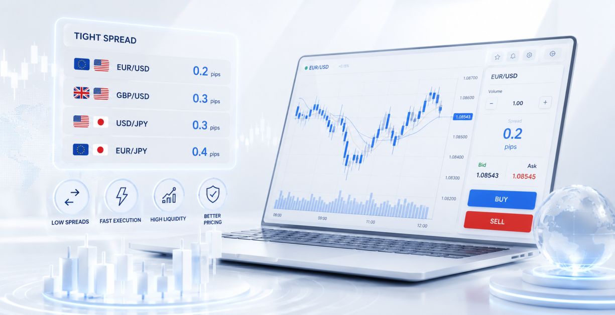 Tight forex spreads visible on a trading terminal