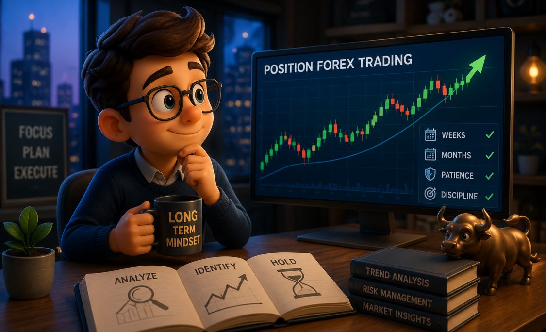 Long-term forex chart showing trend analysis for position trading