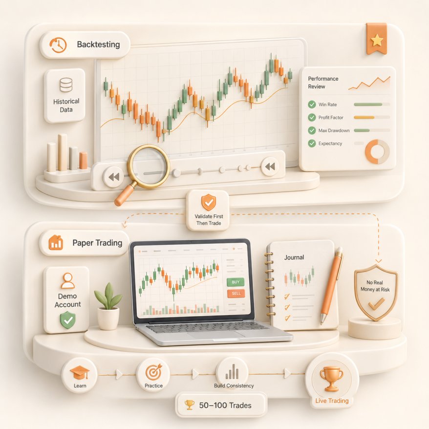 Back-testing and paper trading strategies for forex day traders