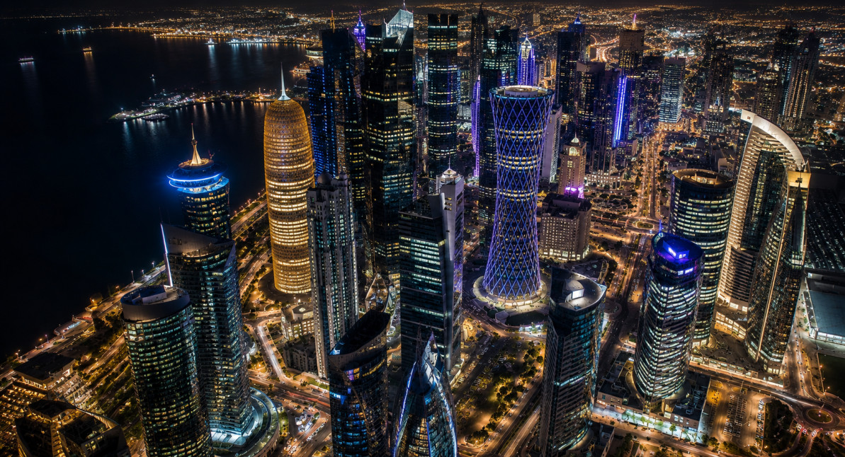 Doha Qatar night skyline — fxTsignals institutional forex trading platform headquarters