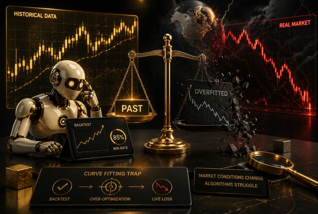 Algorithm analyzing historical forex charts and backtested data patterns — robot fails in live trading
